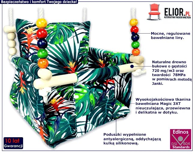 Drewniana huśtawka dla dzieci palmy - Clara