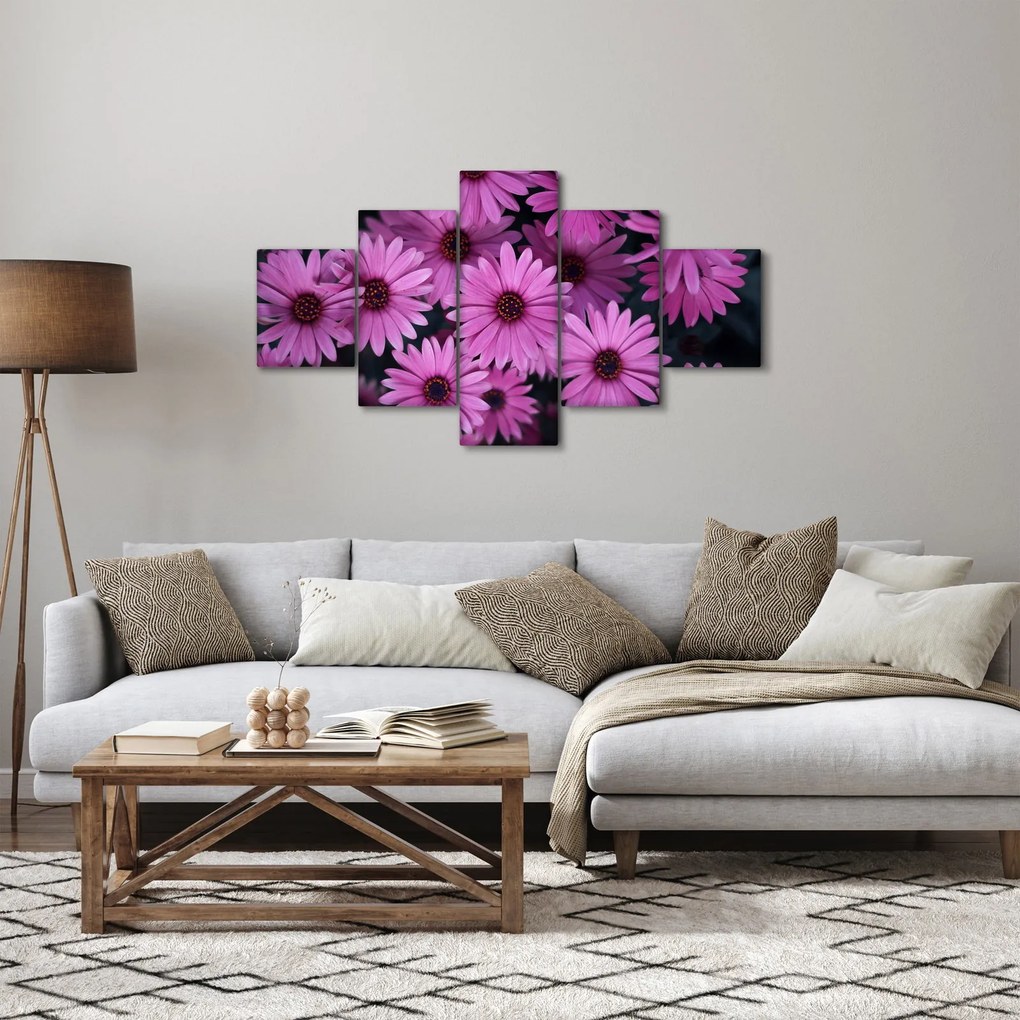 Obraz różowych kwiatów (125x70 cm)