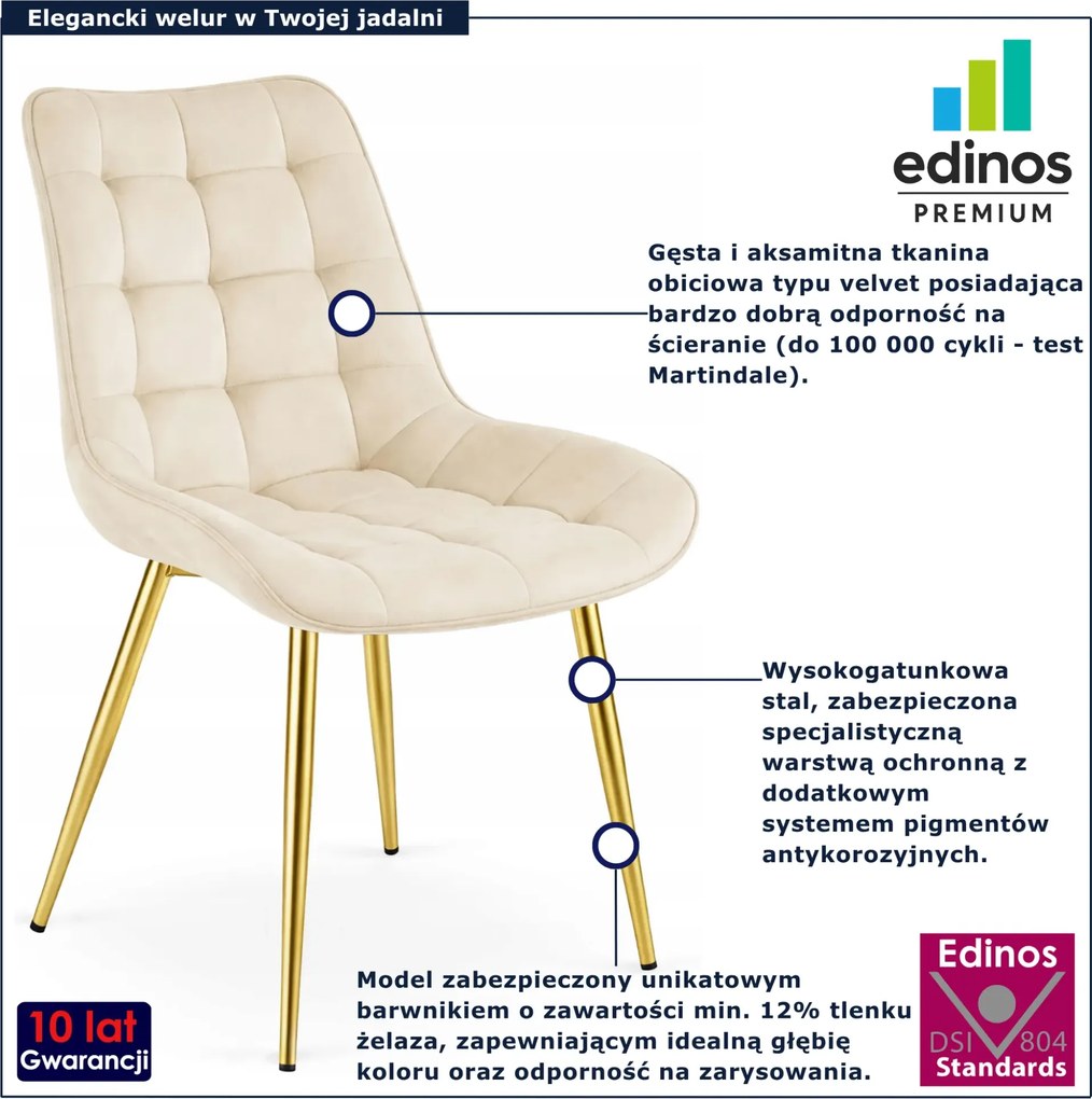 Jasnobeżowe welurowe krzesło w stylu glamour M2-L84