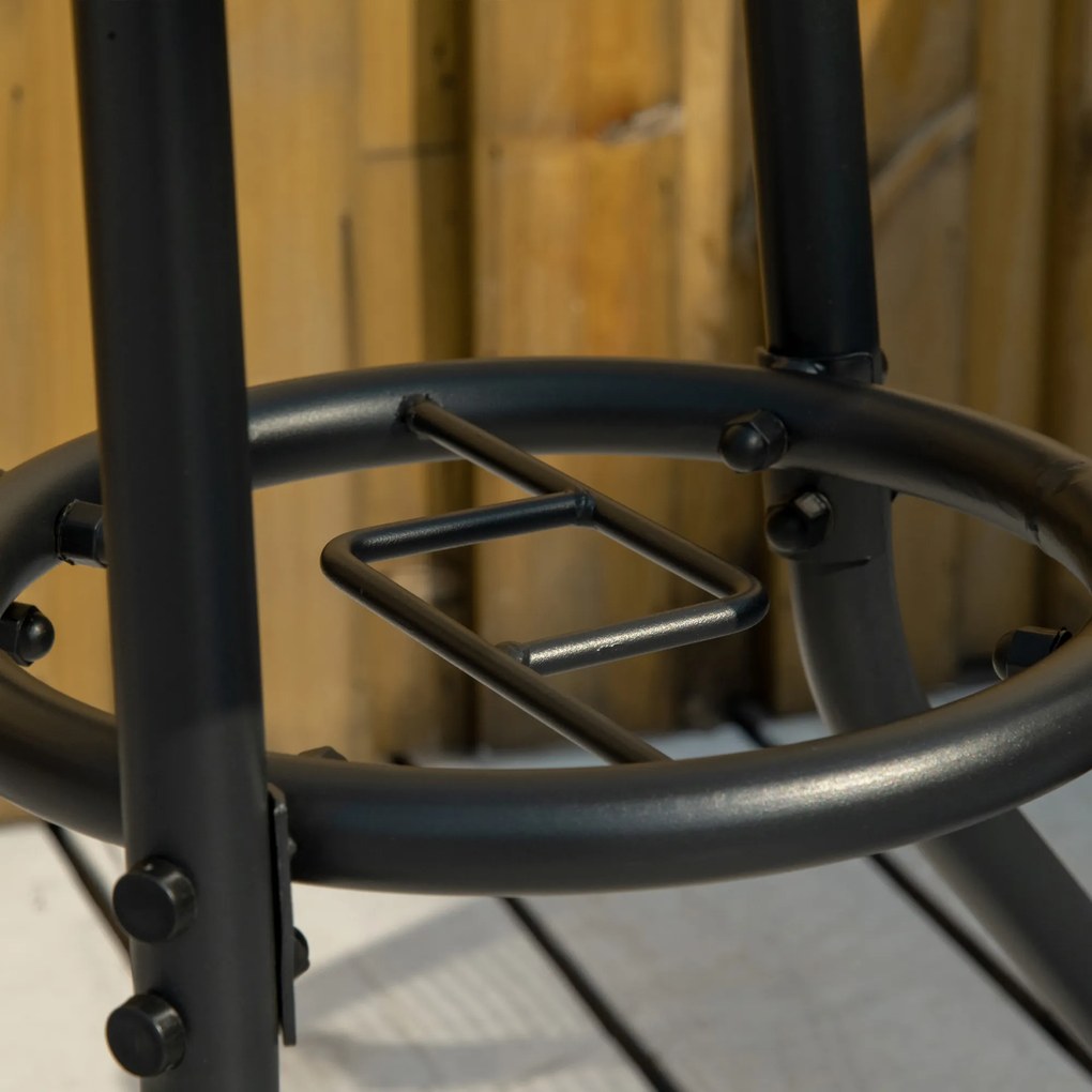 Outsunny Stół Ogrodowy z Otworem na Parasol Czarny Szkło Hartowane i Metal Stolik Bistro Balkonowy Ø80x72cm | Aosom PL