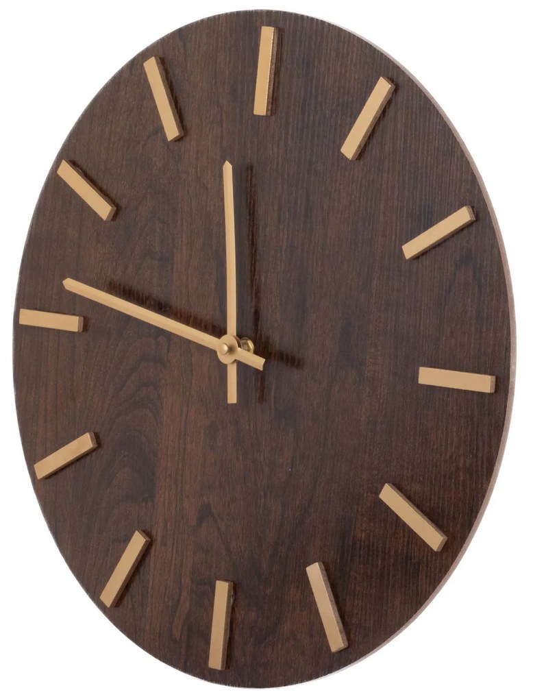 Zegar ścienny z minimalistyczną tarczą imitującą drewno, MDF, Ø 40 cm