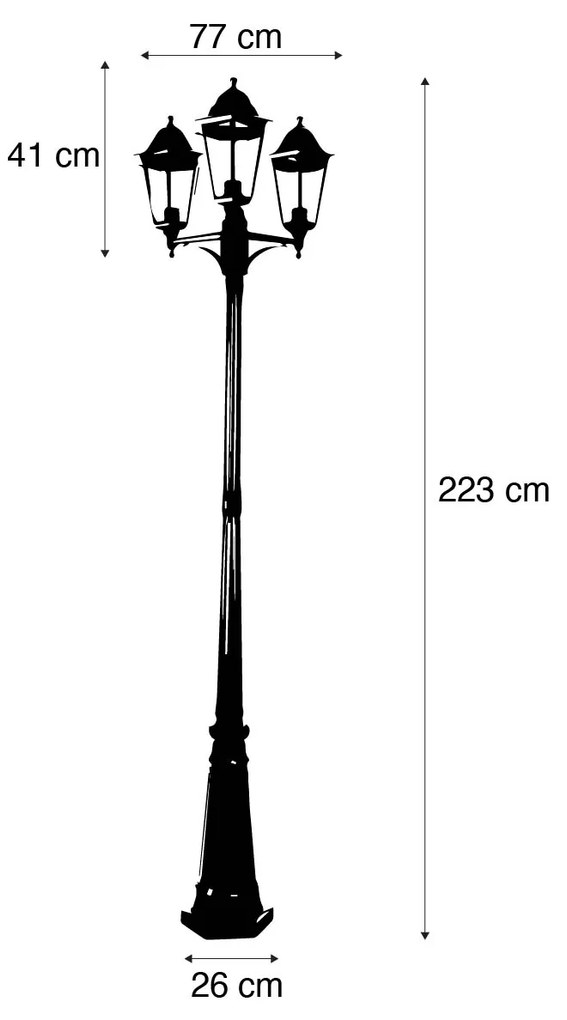 Rustykalna lampa zewnętrzna ciemnozielona 3-światłowa IP44 - New Orleans