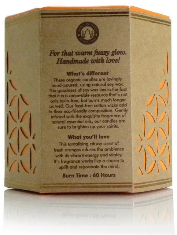 Naturalna sojowa świeca zapachowa Nagpuri Narangi - Pomarańcza 200g w bursztynowym szkle