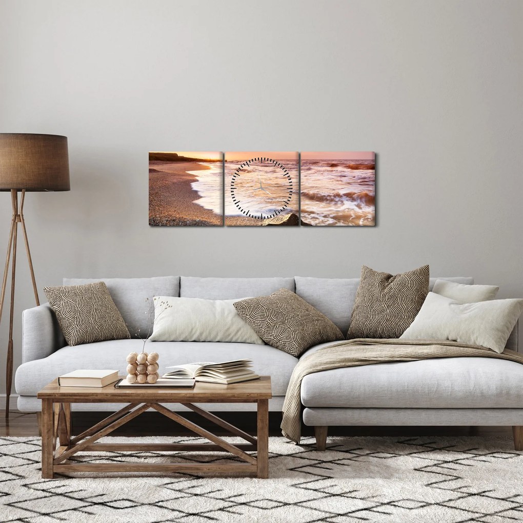 Obraz - Morze (z zegarem) (90x30 cm)
