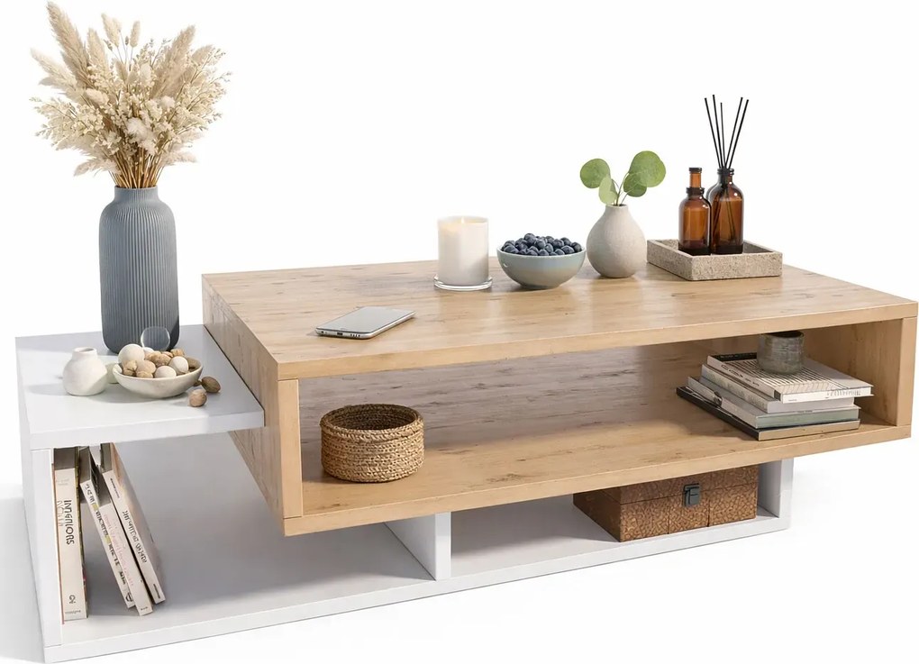 Nowoczesna Ława Do Salonu Dąb Artisan + Biały A1-W58