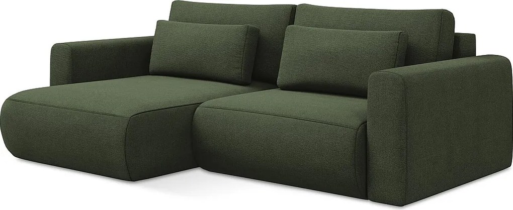 Narożnik lewostronny z funkcją spania - z tkaniny strukturalnej - oliwkowy - KAPUA