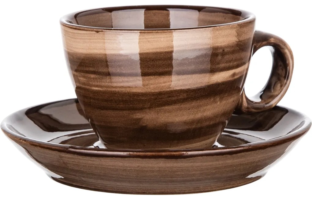 Banquet Zestaw 6 filiżanek ze spodkami Palas 90 ml, brązowy