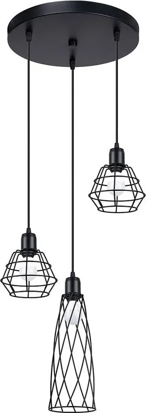 Lampa wisząca z 3 drucianymi kloszami - A421 T8-D16