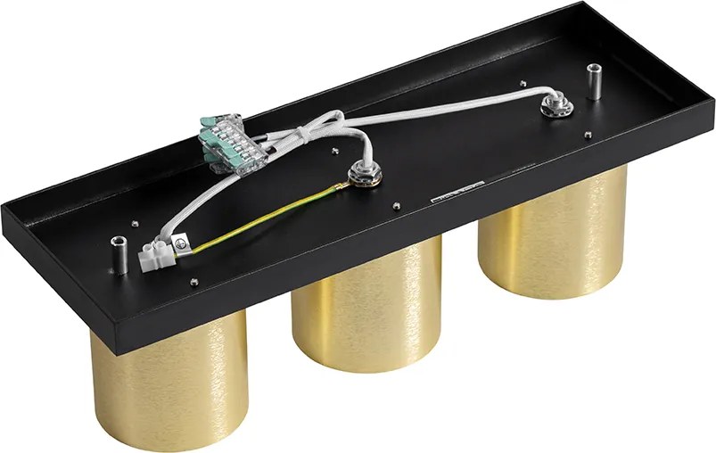 Nowoczesny plafon czarny ze złotem 3-punktowy - Tubo