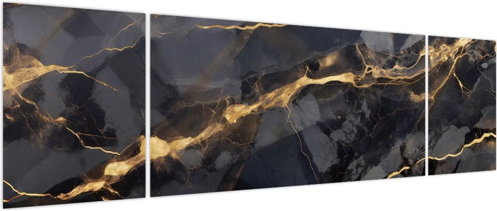 Obraz - Czarny - złoty dekor (170x50 cm)