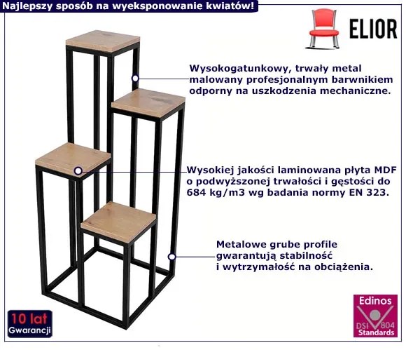 Czteropoziomowy nowoczesny stojak na kwiaty - Ingo 7X