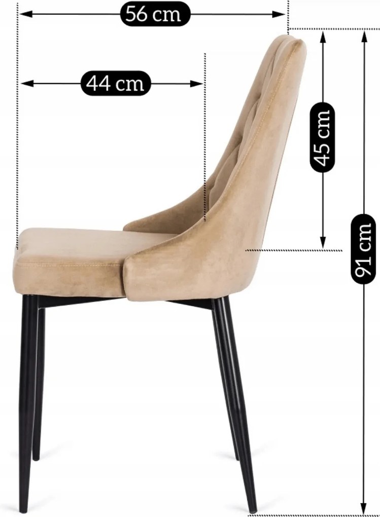 Krzesło Tapicerowane do Salonu CORK Beż Welurowe Nowoczesne Loft