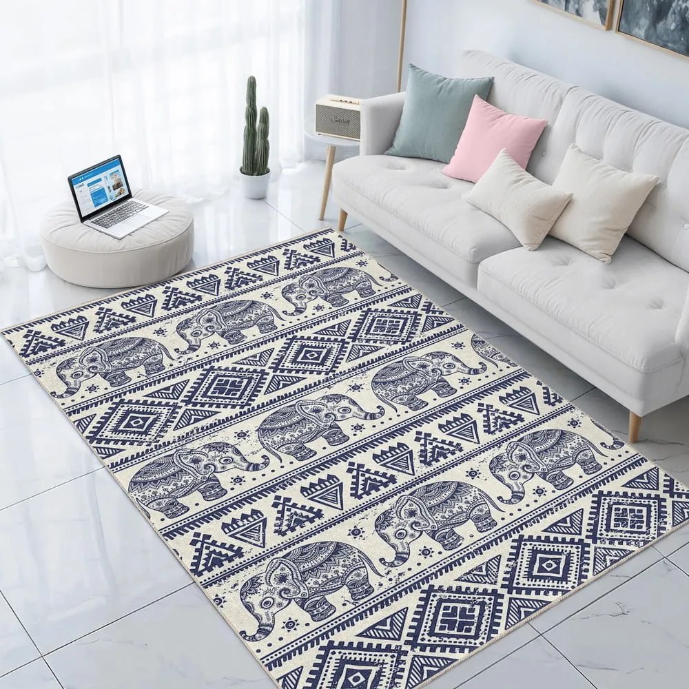 Niebieski dywan odpowiedni do prania 80x150 cm Elephant – Mila Home