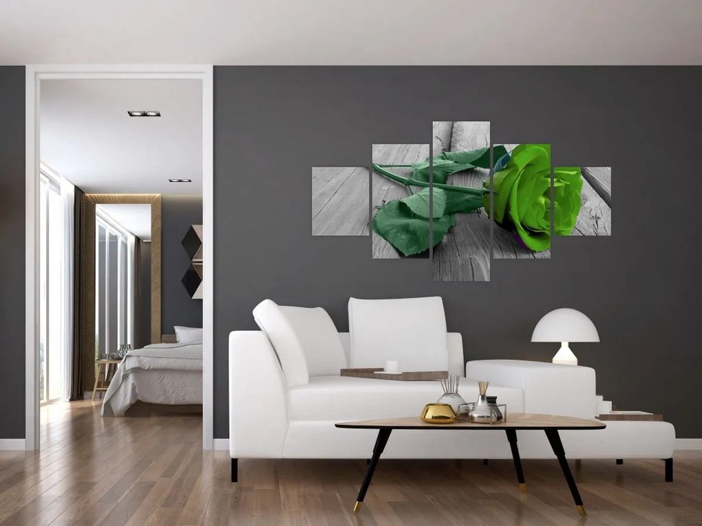 Obraz - Zielona róża (125x70 cm)