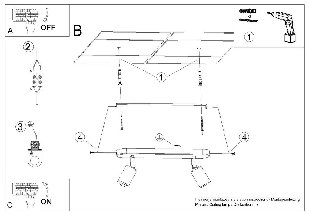 Listwa oświetleniowa FORNES 2 czarna SOLLUX LIGHTING