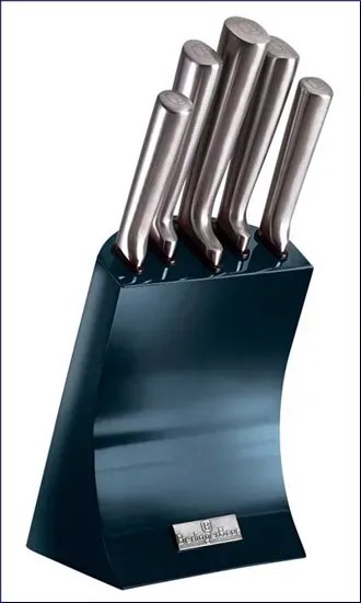 Nowoczesny kompet 5 noży w bloku morski 60cm S8-A22