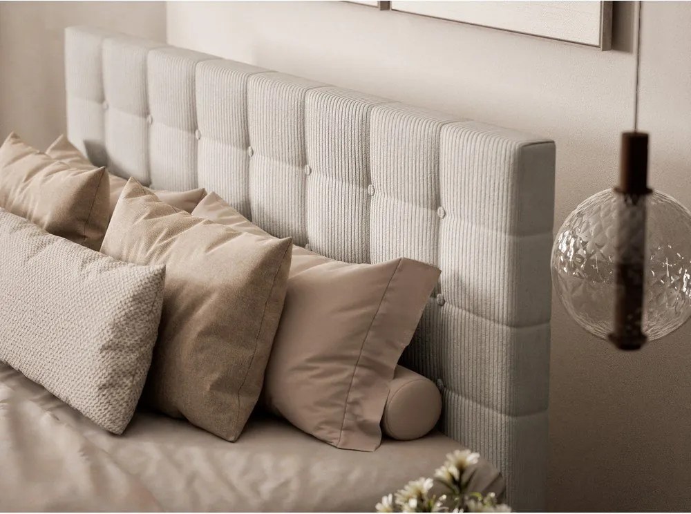 Kremowe łóżko kontynentalne ze schowkiem 200x200 cm Tasca – Maison de Rêve