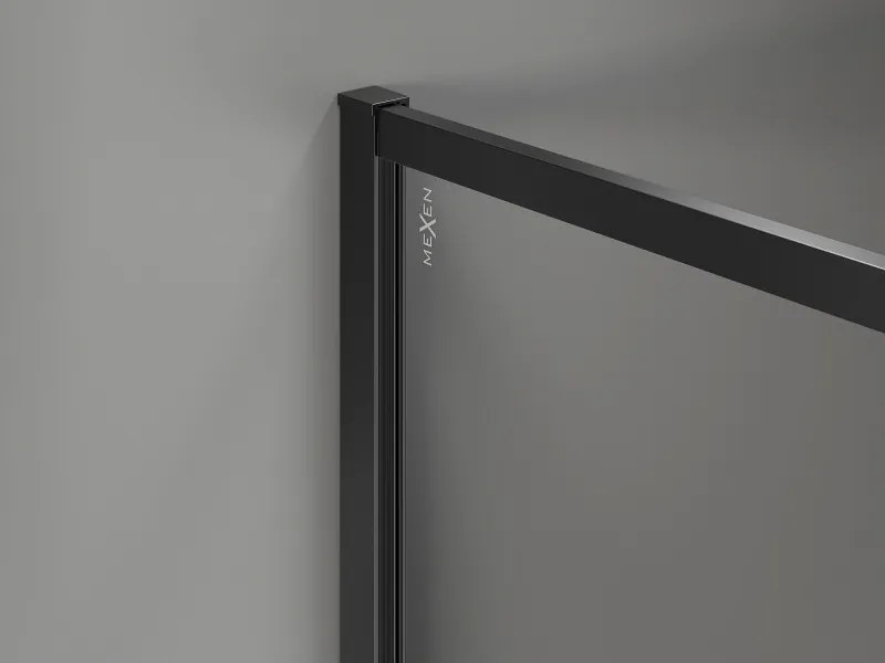 Mexen Kioto-XF ścianka prysznicowa Walk-in z ramką 100 x 202 cm, transparent 10 mm, czarna - 800-100-104-70-00-X