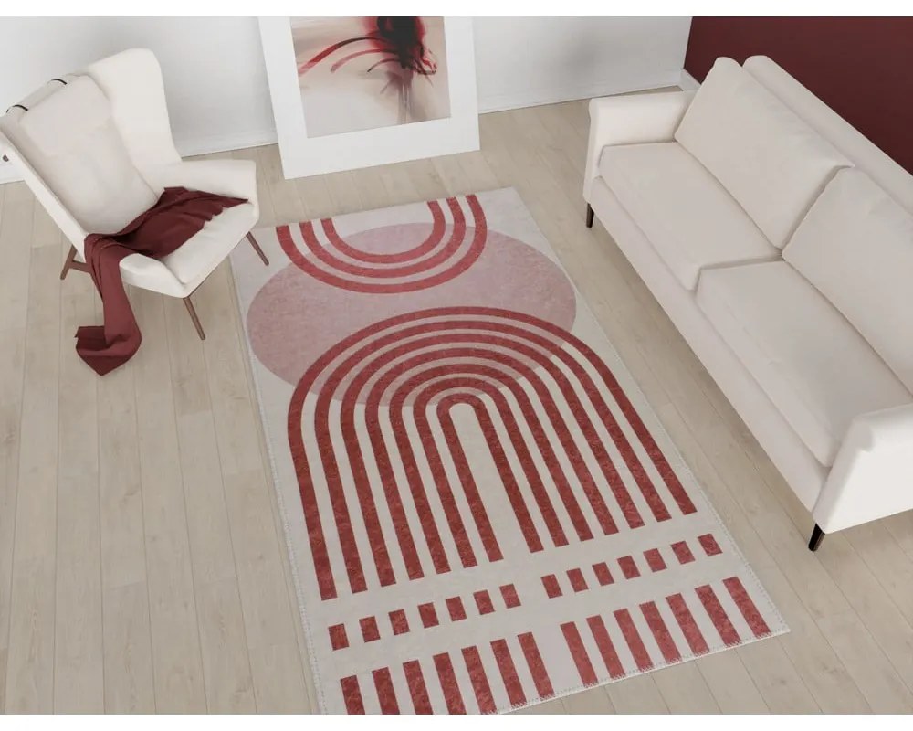 Czerwono-biały chodnik odpowiedni do prania 80x200 cm – Vitaus