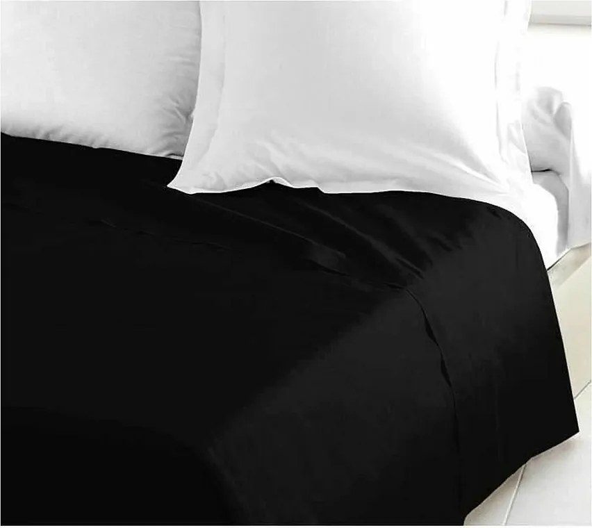 Pościel Płaska 100% Bawełna Czarna 180x290 cm - Certyfikat OEKO-TEX