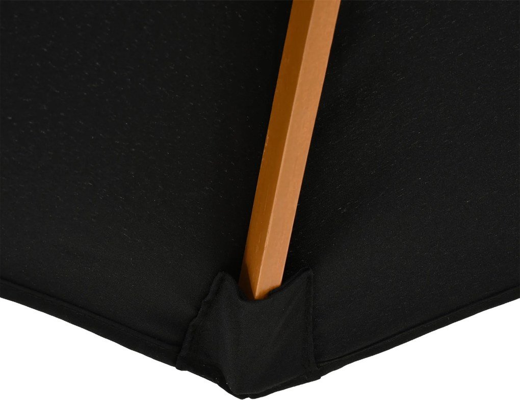 Outsunny Parasol Ogrodowy 3m Drewniany Wysokiej Jakości Bambusowy Czarny | Aosom PL