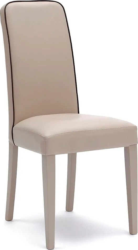 Komplet 4 beżowych, nowoczesnych krzeseł do salonu "Gardenia" z tapicerką ze skóry ekologicznej, 46x59 cm, 99h