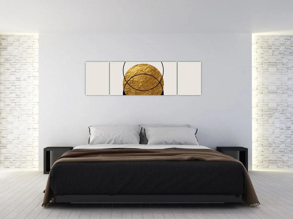 Obraz - Abstrakcja złoto-biała N⁰2 (170x50 cm)