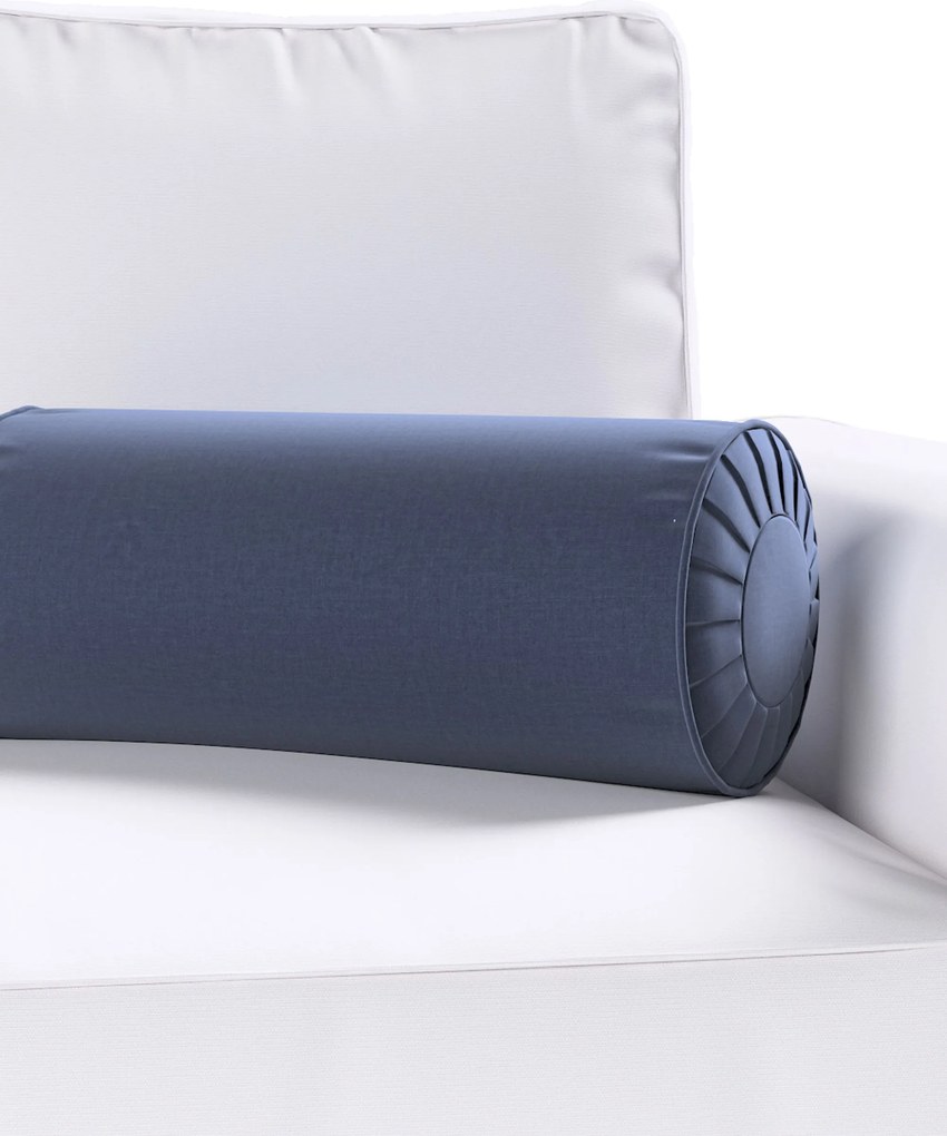 Poduszka wałek z zakładkami kolor granatowy tkanina welwetowa