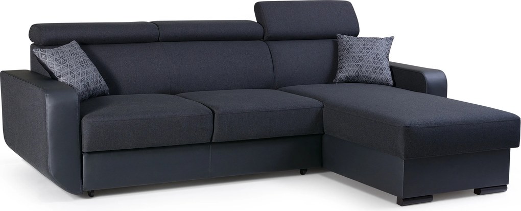 Masseno Narożnik PALAZZO z funkcją spania i pojemnikiem na pościel Narozniki L, Rozkładana sofa - Czarny, INARI 100+MADRYT 910