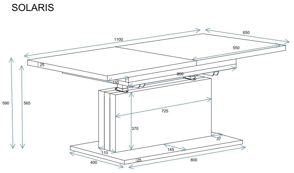 Ława rozkładana podnoszona SOLARIS 110(170)x65 beton ciemny ENDO