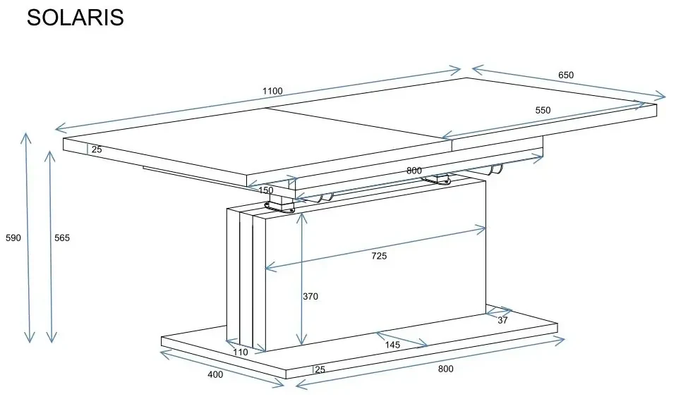 Ława rozkładana podnoszona SOLARIS 110(170)x65 beton ciemny ENDO