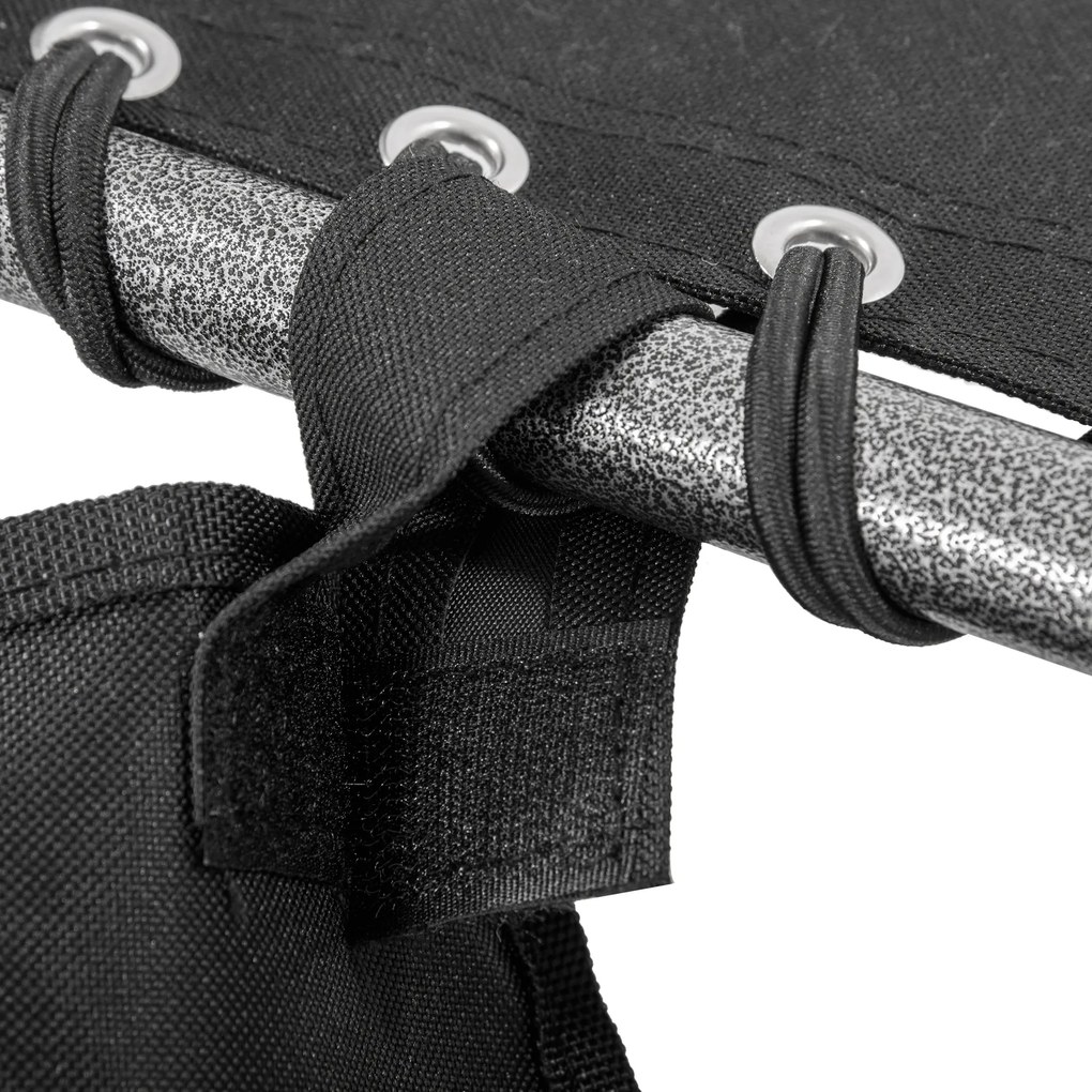 Outsunny leżak z regulowanym oparciem i miękką poduszką, kolor czarny, 188 x 57 x 30 cm