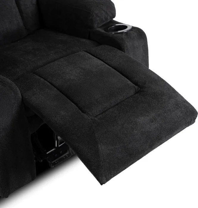 Fotel Masujący BOX 2 Rozkładany z Podnóżkiem Czarny Nowoczesny