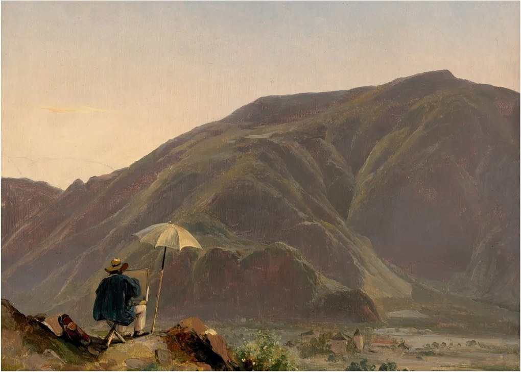 Obraz na szkle - Jules Coignet, View of Bozen with a Painter, reprodukcje (70x50 cm)