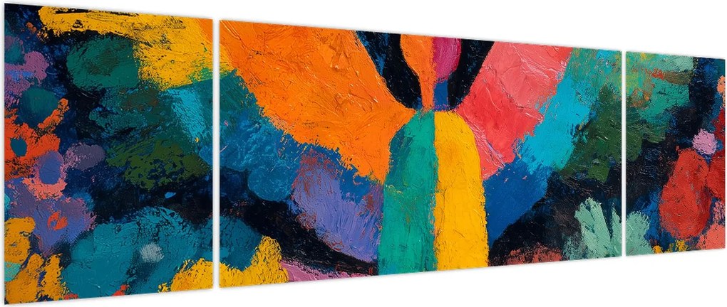 Obraz - Abstrakcyjny anioł z kwiatami (170x50 cm)
