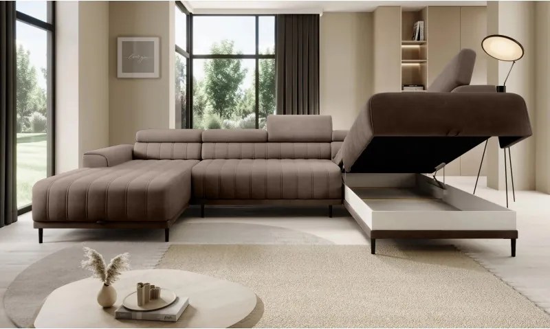 Narożnik CALDO XL Prawostronny z funkcją spania wolnostojąca w tkaninie RUN AGAIN 18 WERSAL