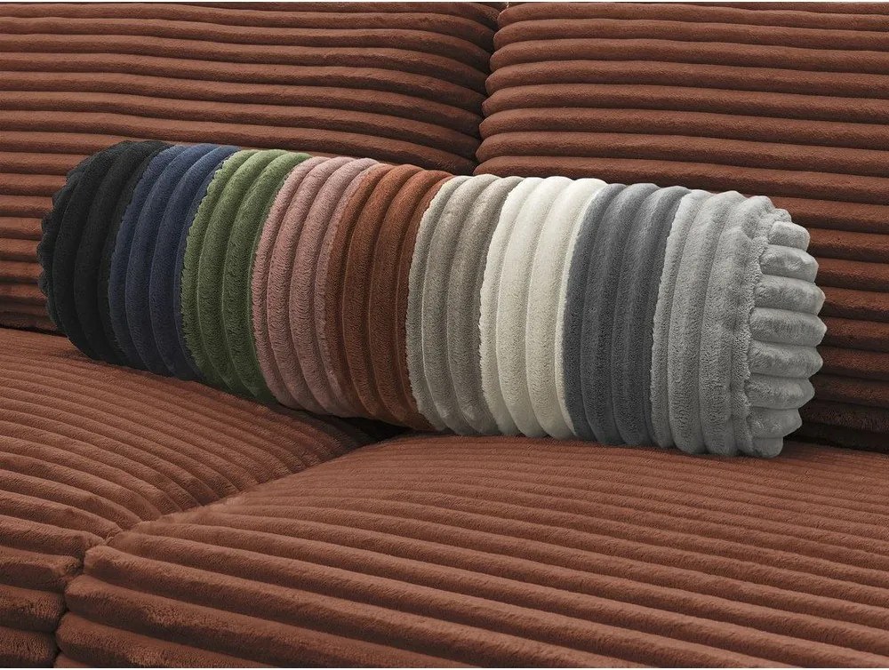 Pomarańczowa sztruksowa rozkładana sofa do spania 240 cm Hugo – Bobochic Paris