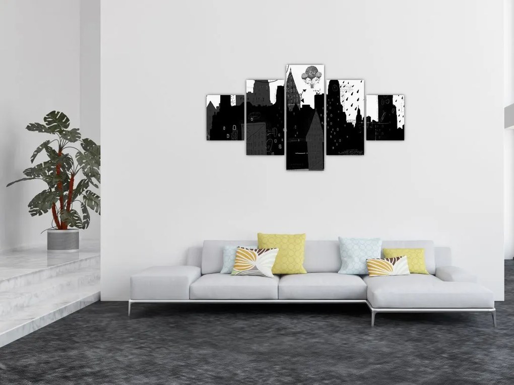 Obraz - Miasto z napisami i wzorami (125x70 cm)