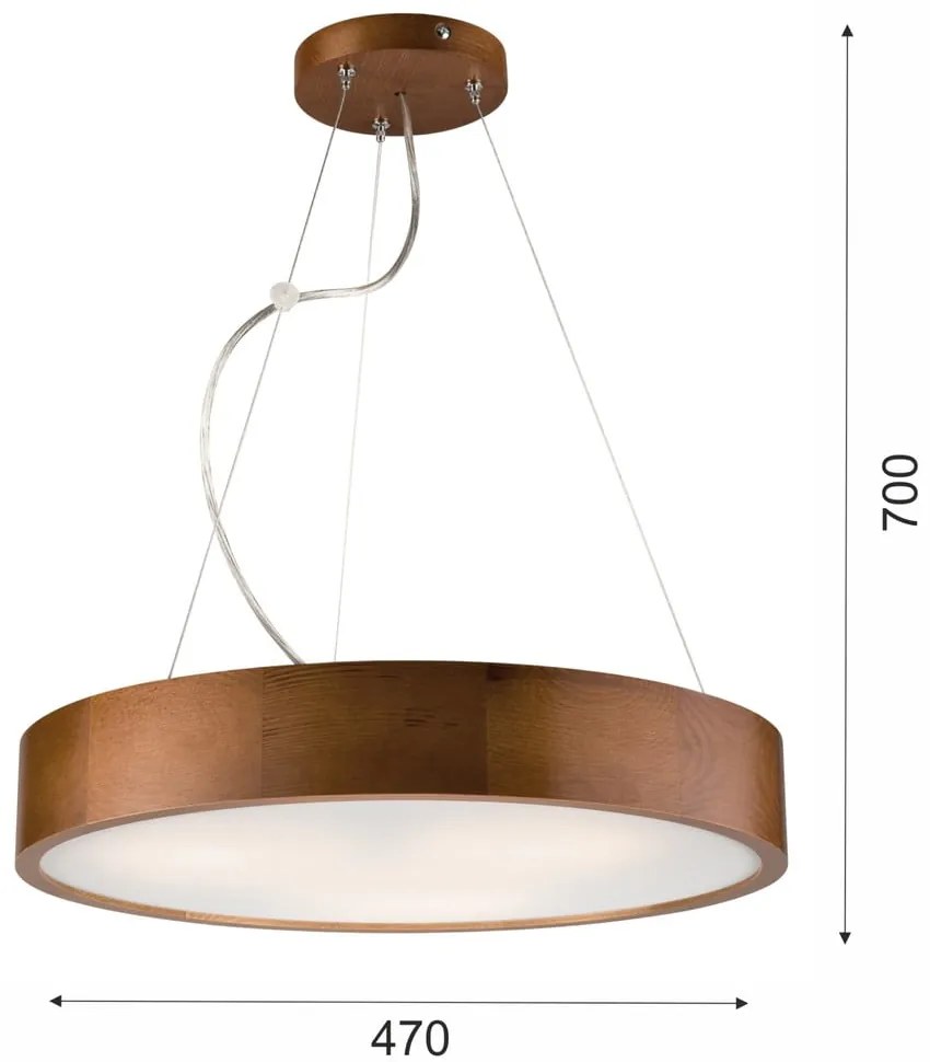 Ciemnobrązowa lampa wisząca ze szklanym kloszem ø 47 cm Eveline – LAMKUR