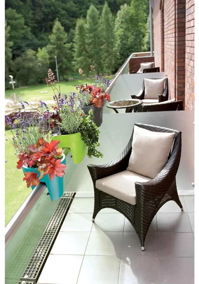 Prosperplast Doniczka na balustradę Lofly Railing limonkowy, 40 cm