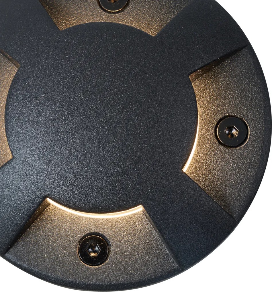 Nowoczesny reflektor gruntowy czarny GU10 50mm z efektem 4-kierunkowego światła IP65 - Cellar