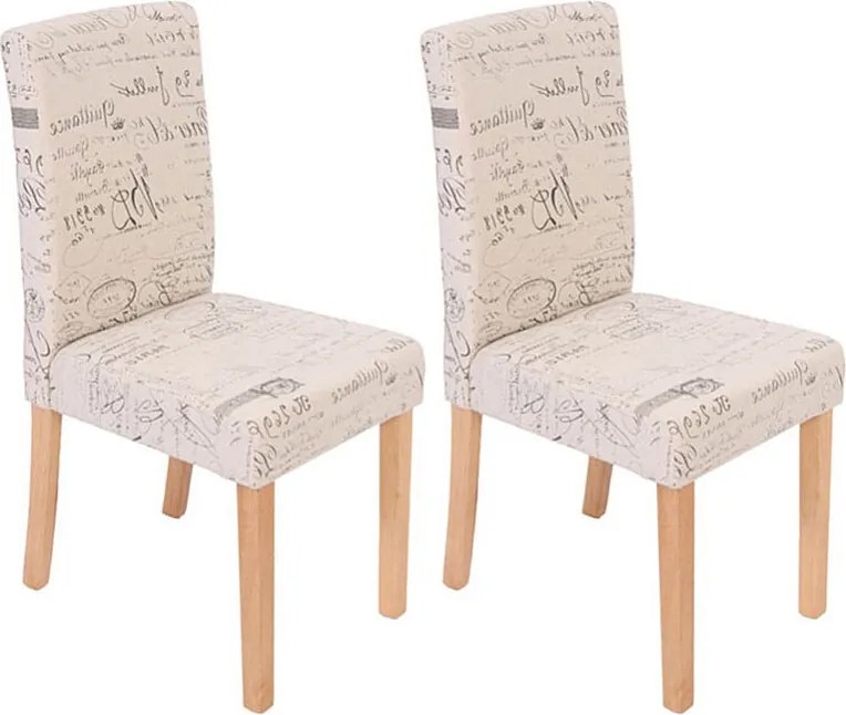 Krzesło do jadalni Littau (zestaw 2 sztuk),  tkanina z napisem, kremowy, jasne nogi