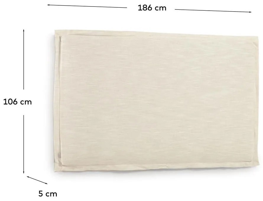 Biały tapicerowany zagłówek 186x106 cm Tanit – Kave Home