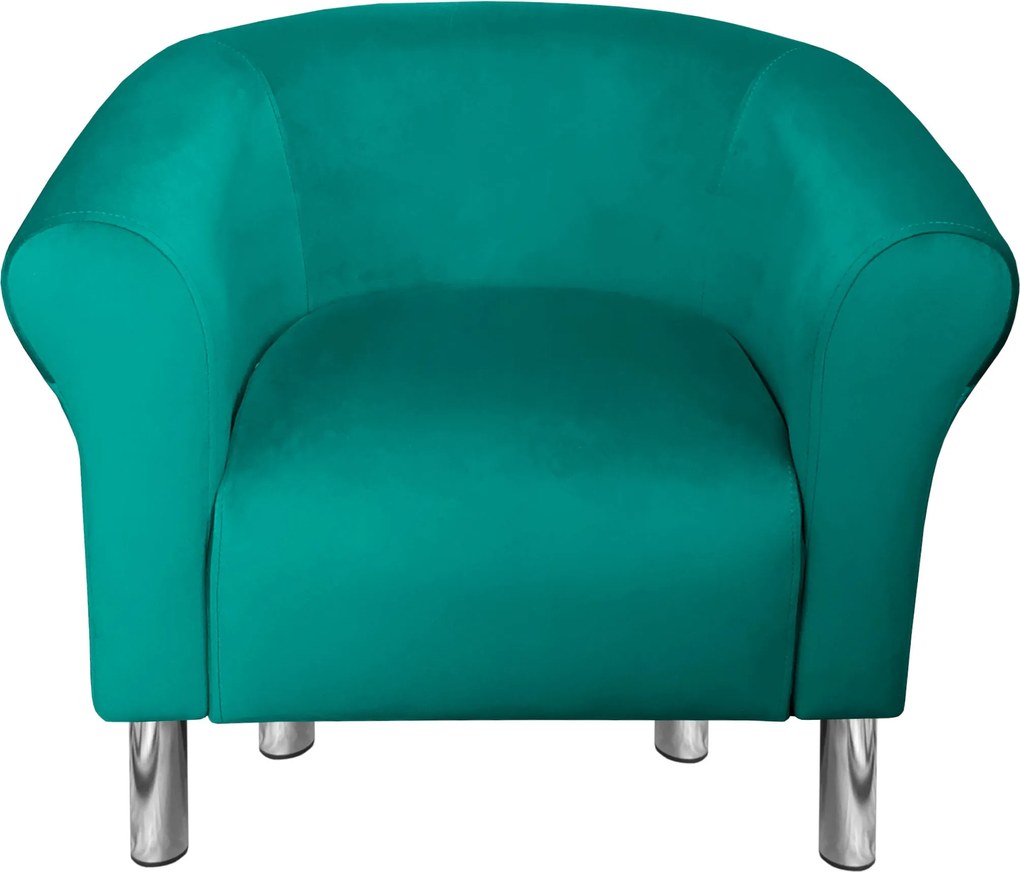 Fotel Milo tkanina Welur wygodny fotel tapicerowany do salonu i sypialni : Kolor nogi - Chrom, Kolor tkaniny - VELVET - MG20, Wysokość nogi - 15 cm
