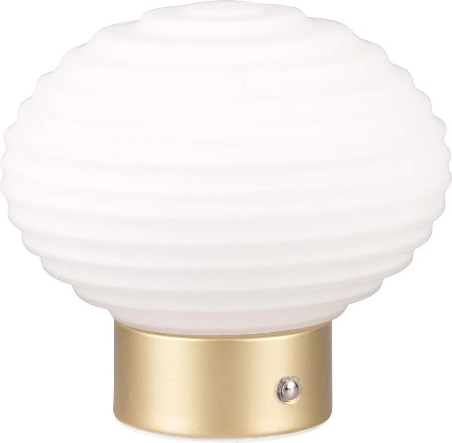 Lampa stołowa LED w biało-złotym kolorze ze ściemniaczem i szklanym kloszem (wys. 14,5 cm) Earl – Reality