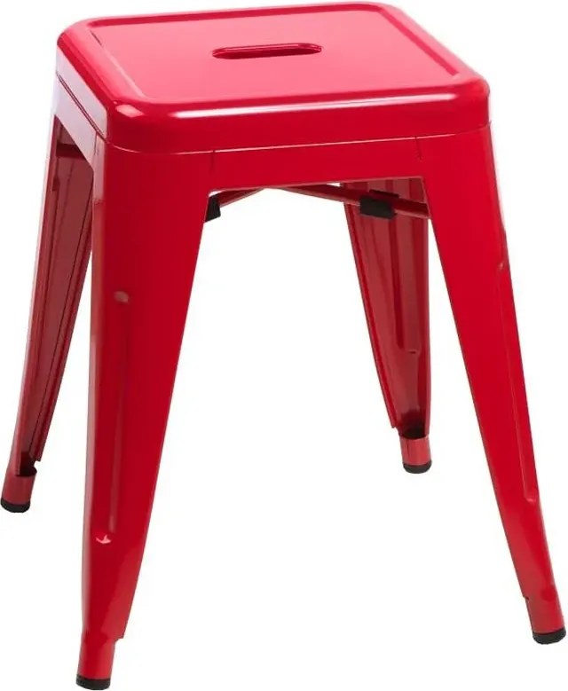 Czerwony metalowy taboret kwadratowy loft K2-L65