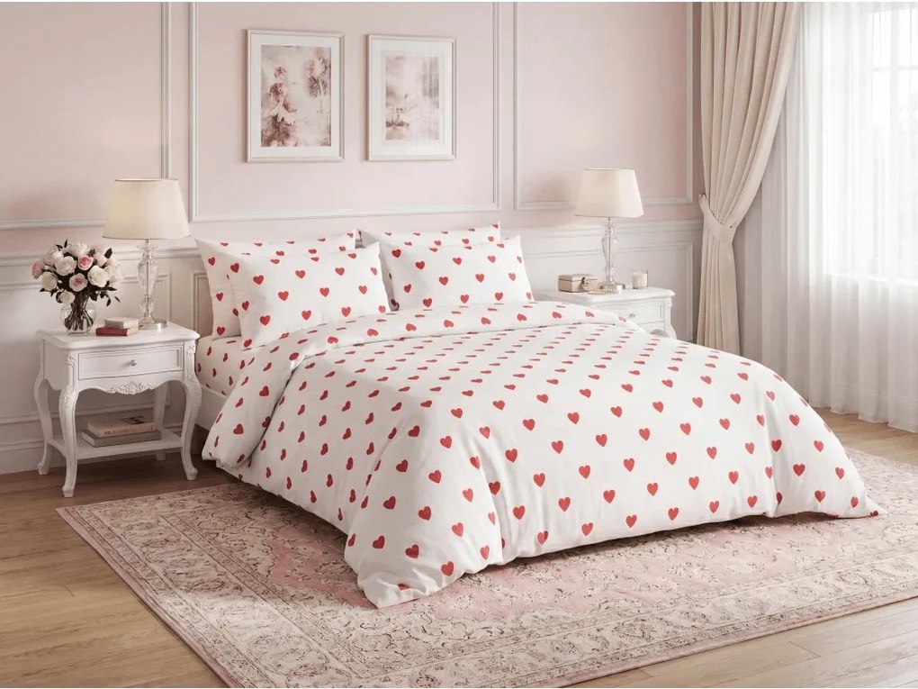 PrzytulneMieszkanie.pl PrzytulneMieszkanie.pl Bawełniana pościel HEART CHARM biała, 100% bawełna Rozmiar pościeli: 70 x 90 cm | 140 x 200 cm