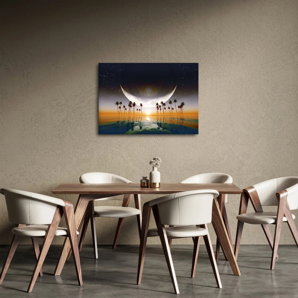 Obraz - Księżyc nad palmami (70x50 cm)