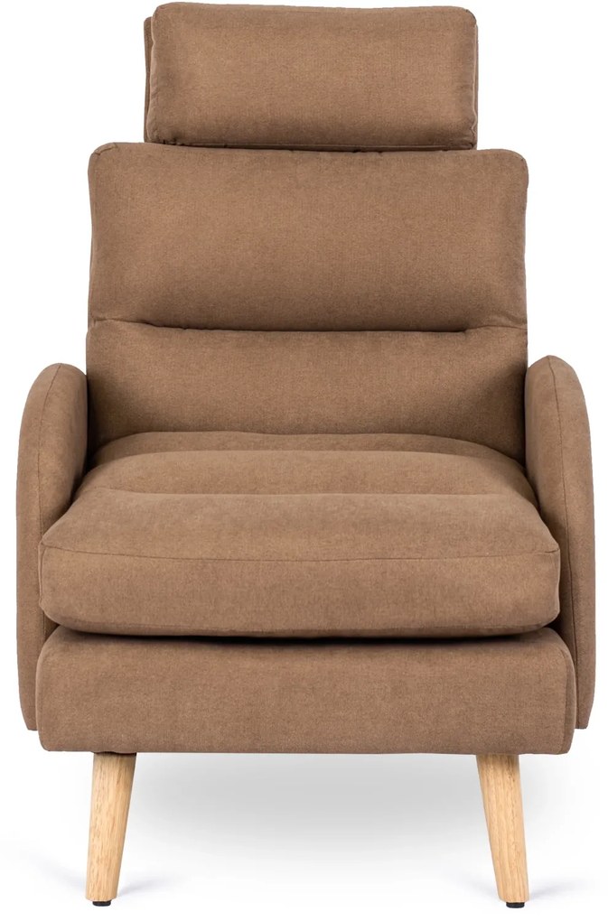 Fotel Wypoczynkowy HENRY z Podnóżkiem Brązowy Nowoczesny Loftowy