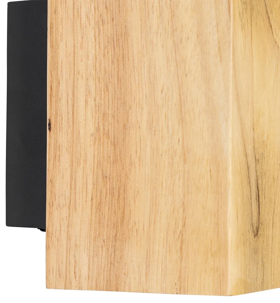 Rustykalna lampa ścienna drewniana kwadratowa 2-światłowa - Sandy